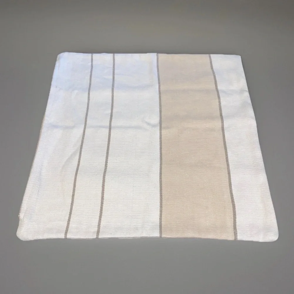 Pottery Barn 24x24‎ Pillow Cover Cotton Linen Beige Tan Cream Striped